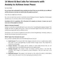 Best & Worst jobs for Introverts with Anxiety