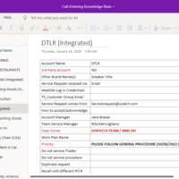 Call Entering Knowledge Base
