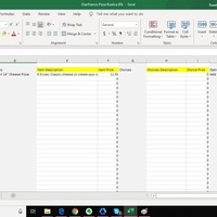 Oraganized Data Entry of Menus in Spreadsheet
