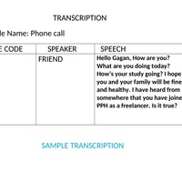 Sample Table transcription