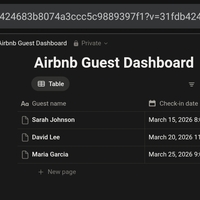 Workspace for managing Airbnb guests and bookings