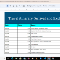 Travel itinerary (Arrival and e