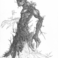 Tree Spirit. Traditional Illustration. Ball Point Pen
