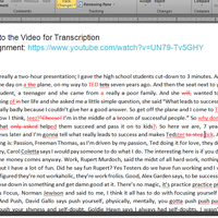 Transcribing a Youtube video from TED Channel